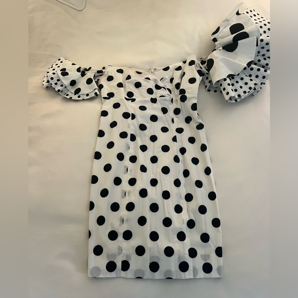 CAROLINE CONSTAS
Ruffle One-shoulder Dotted Mini Dress XS